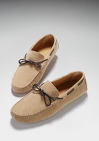 Hugs & Co Mens Laced Driving Loafers Taupe Suede