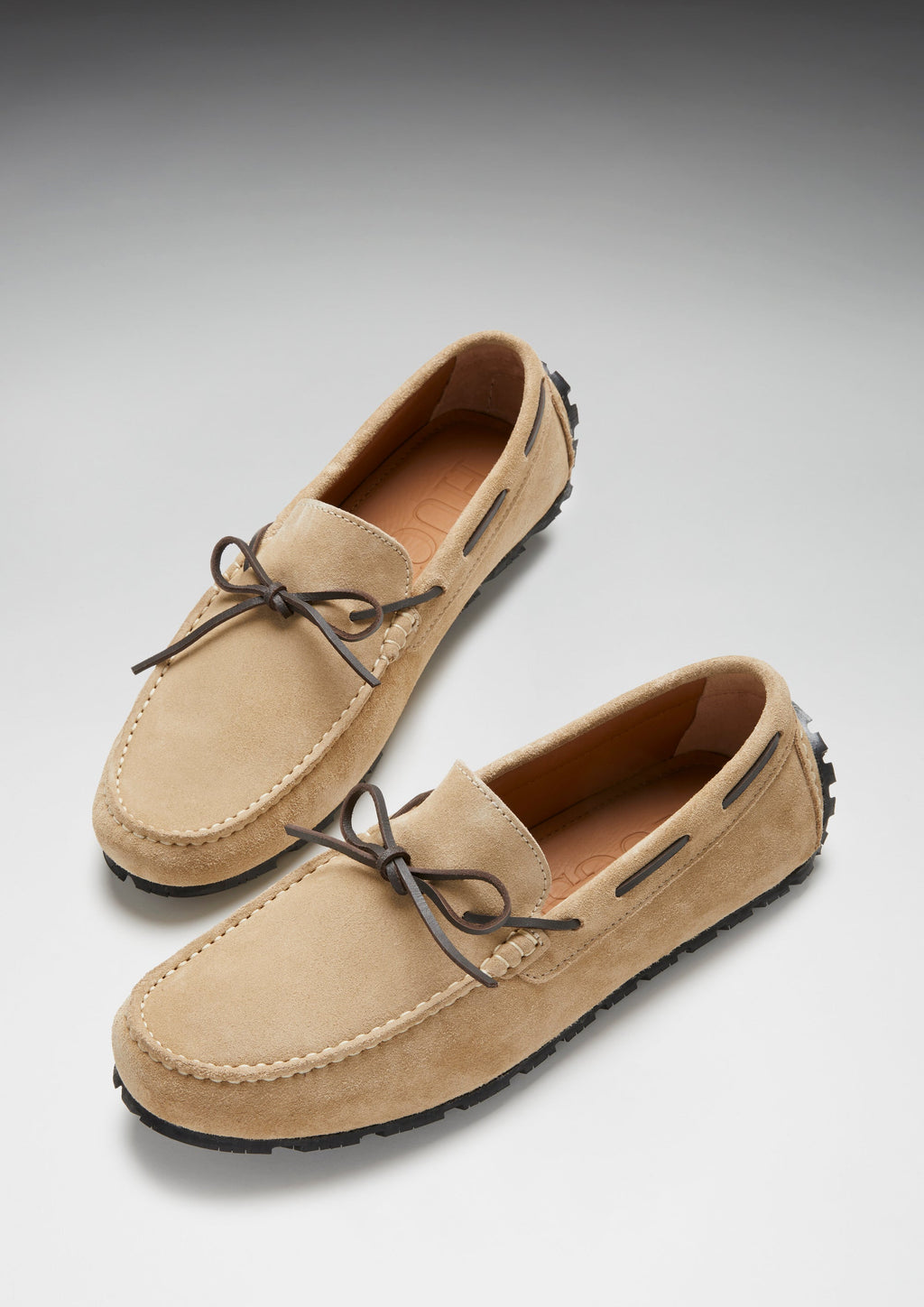 Hugs & Co Mens Tyre Sole Laced Driving Loafers Taupe Suede
