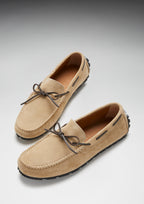 Hugs & Co Mens Tyre Sole Laced Driving Loafers Taupe Suede