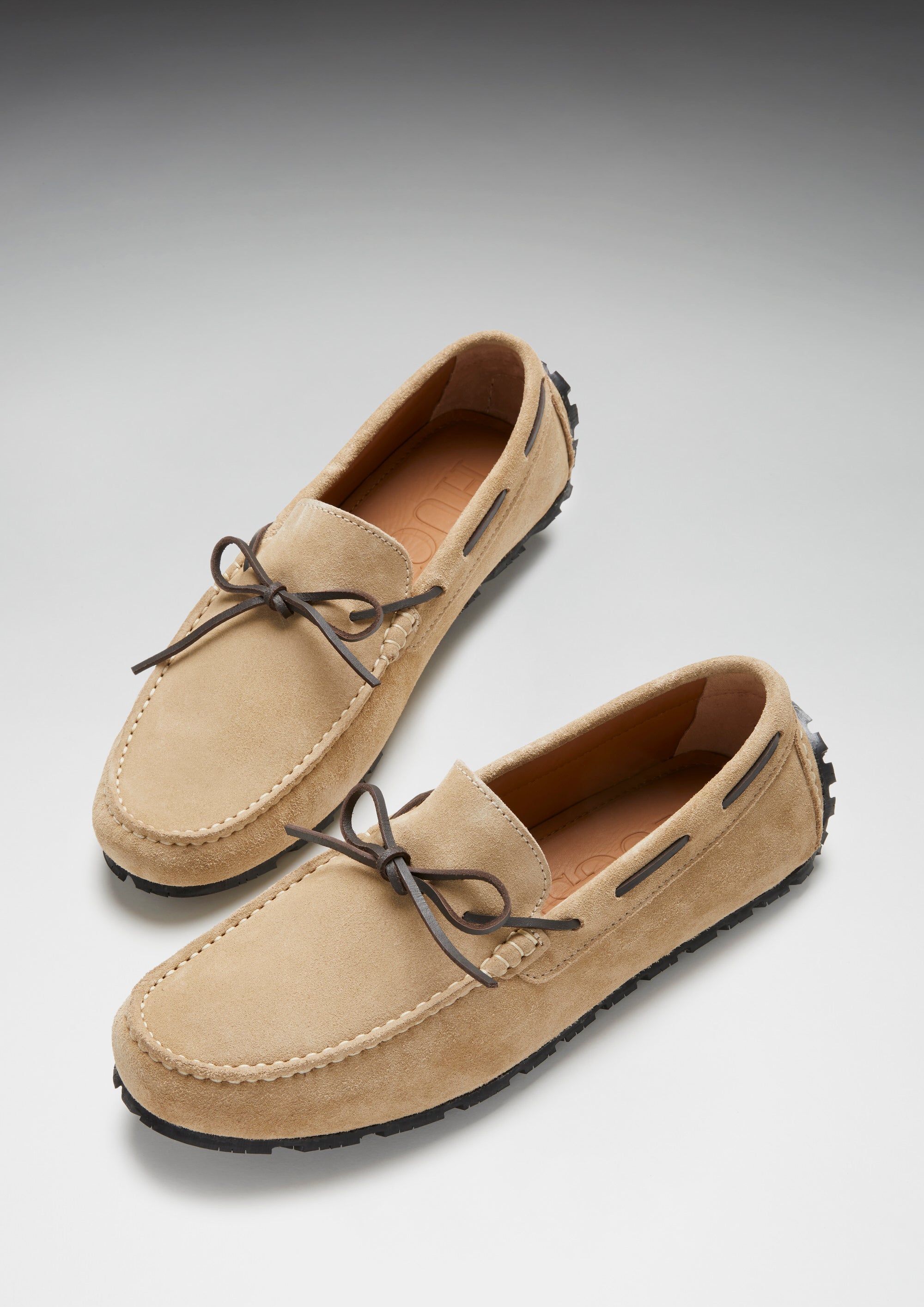 Hugs & Co Mens Tyre Sole Laced Driving Loafers Taupe Suede