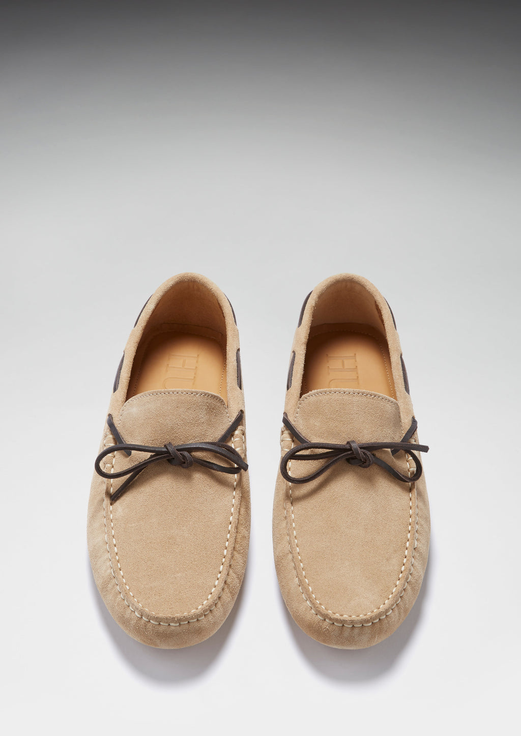 Hugs & Co Mens Laced Driving Loafers Taupe Suede