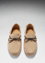Hugs & Co Mens Laced Driving Loafers Taupe Suede