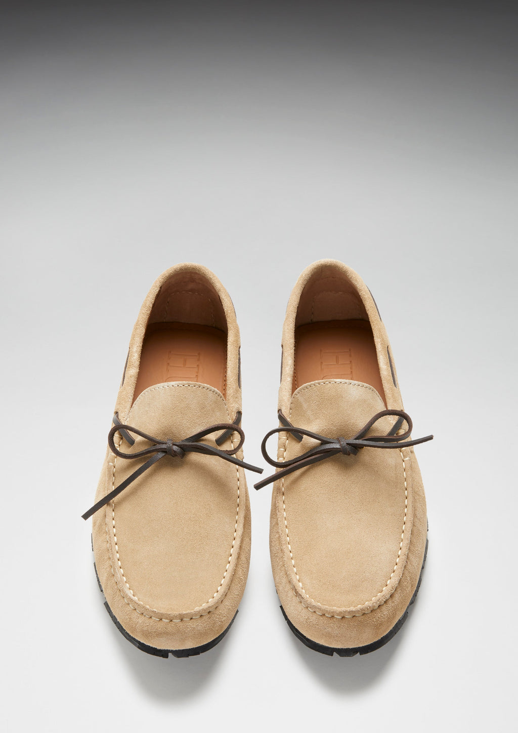 Hugs & Co Mens Tyre Sole Laced Driving Loafers Taupe Suede