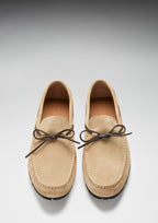 Hugs & Co Mens Tyre Sole Laced Driving Loafers Taupe Suede