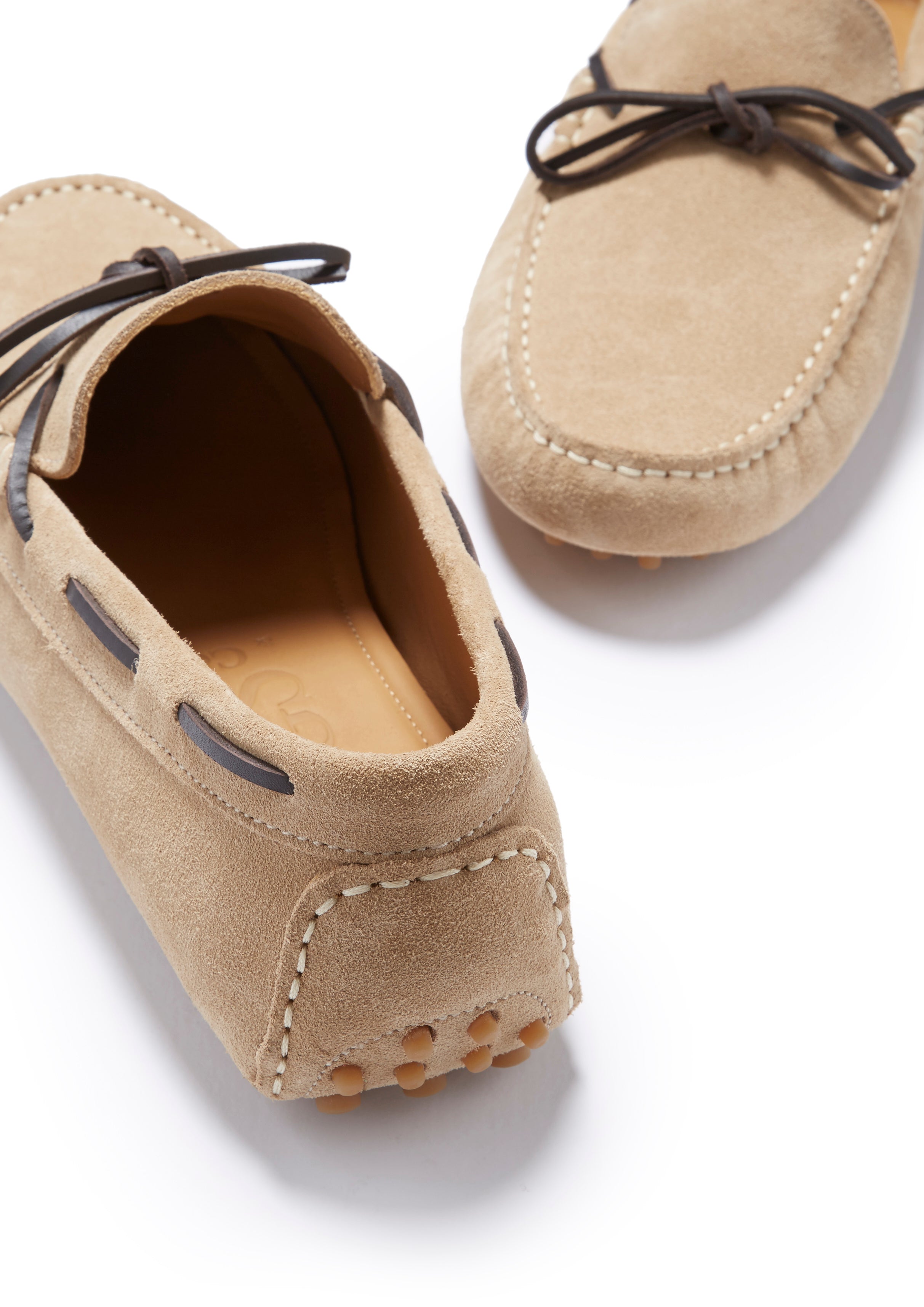 Hugs & Co Mens Laced Driving Loafers Taupe Suede