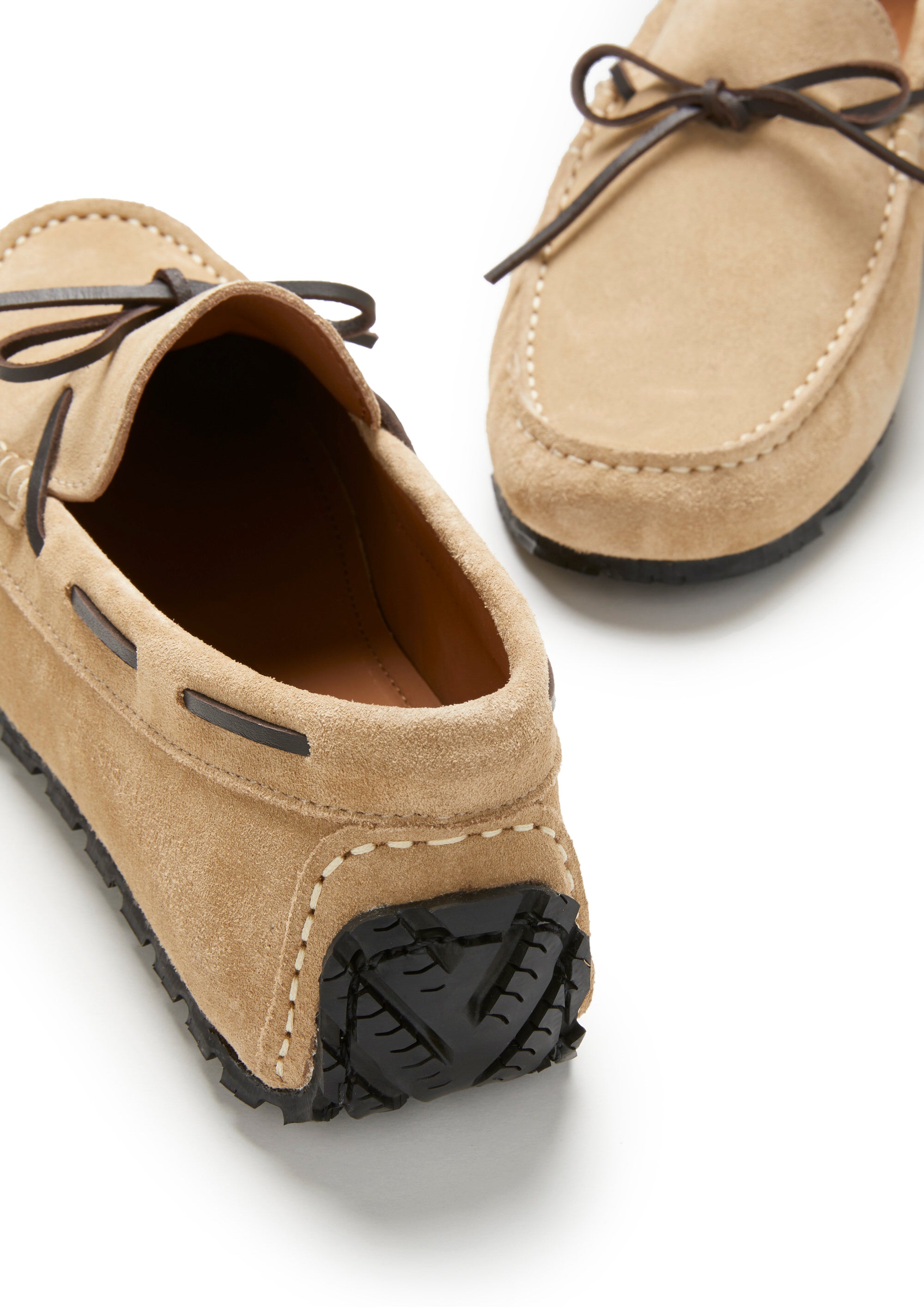 Hugs & Co Mens Tyre Sole Laced Driving Loafers Taupe Suede
