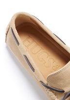 Hugs & Co Mens Laced Driving Loafers Taupe Suede