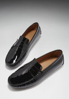 Hugs & Co Mens Penny Driving Loafers Black Patent Leather