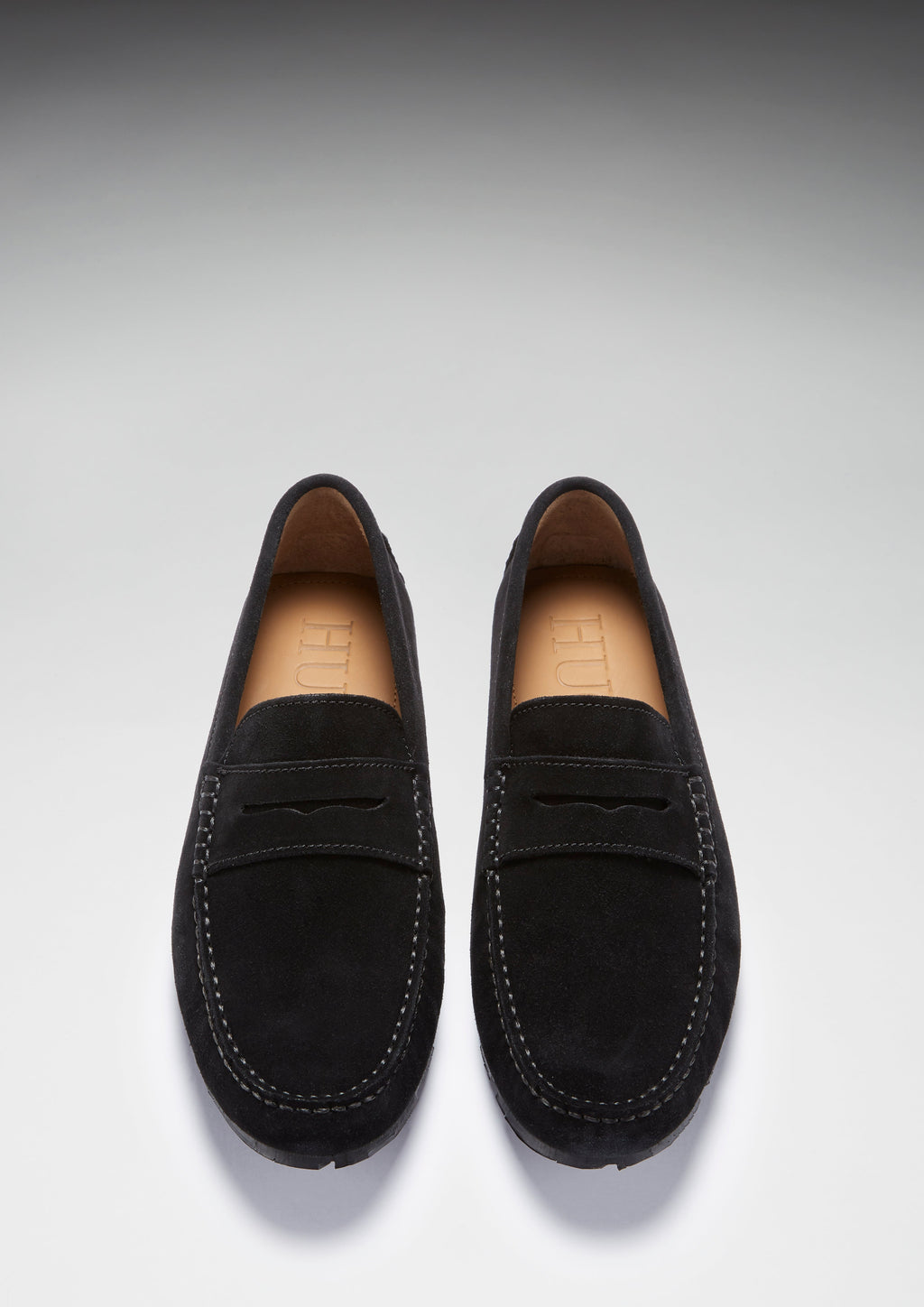 Hugs & Co Mens Tyre Sole Penny Driving Loafers Black Suede