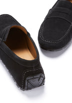 Hugs & Co Mens Tyre Sole Penny Driving Loafers Black Suede