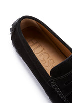 Hugs & Co Mens Tyre Sole Penny Driving Loafers Black Suede