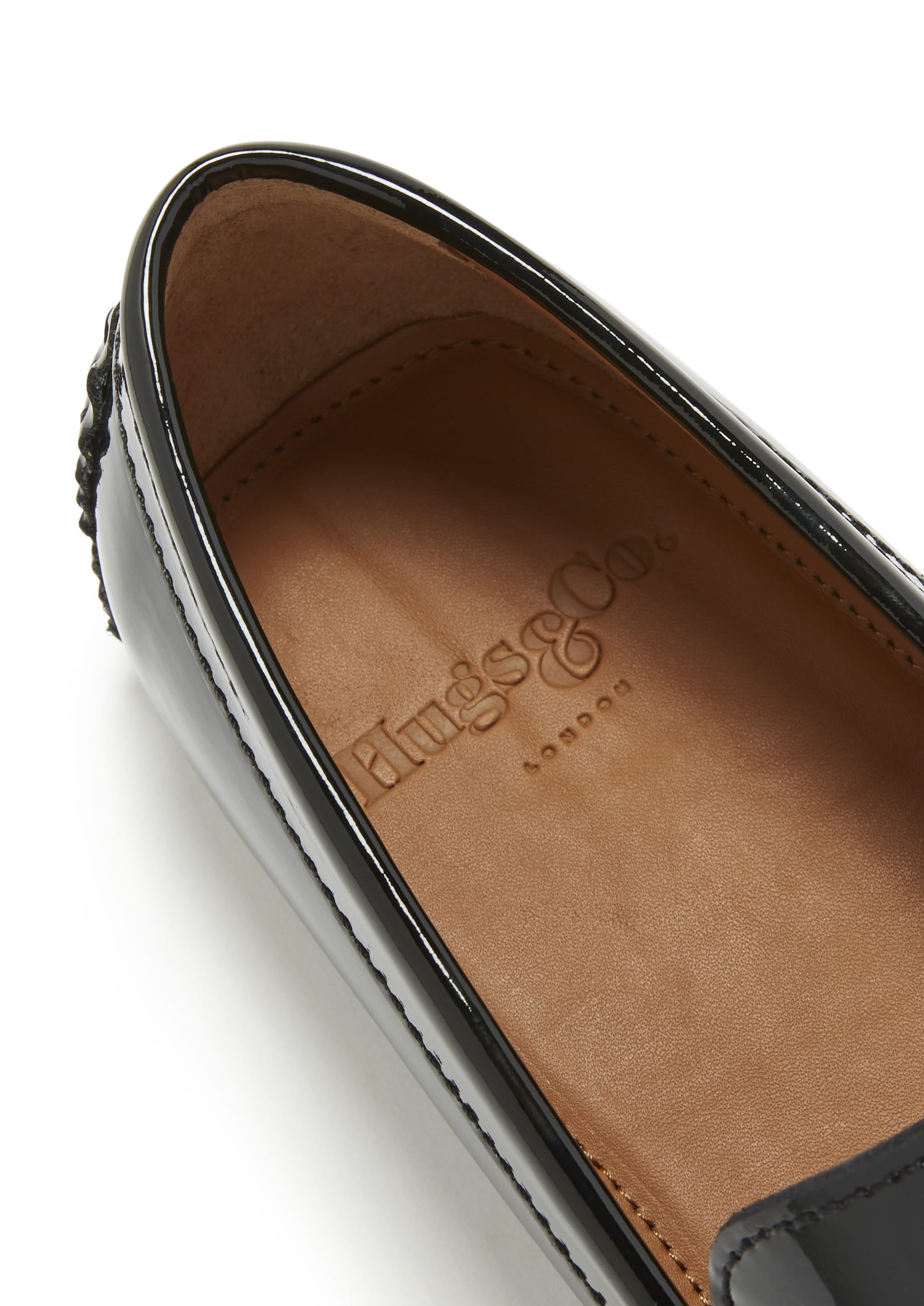 Hugs & Co Mens Penny Driving Loafers Black Patent Leather