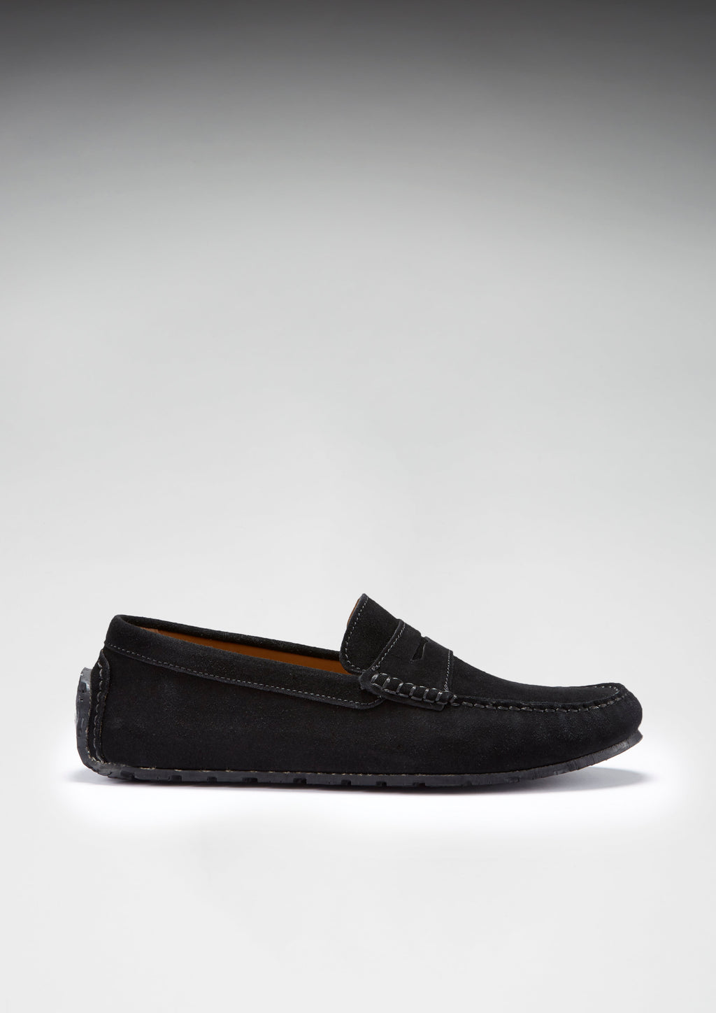 Hugs & Co Mens Tyre Sole Penny Driving Loafers Black Suede