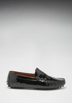 Hugs & Co Mens Penny Driving Loafers Black Patent Leather