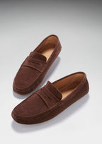 Hugs & Co Mens Penny Driving Loafers Brown Suede
