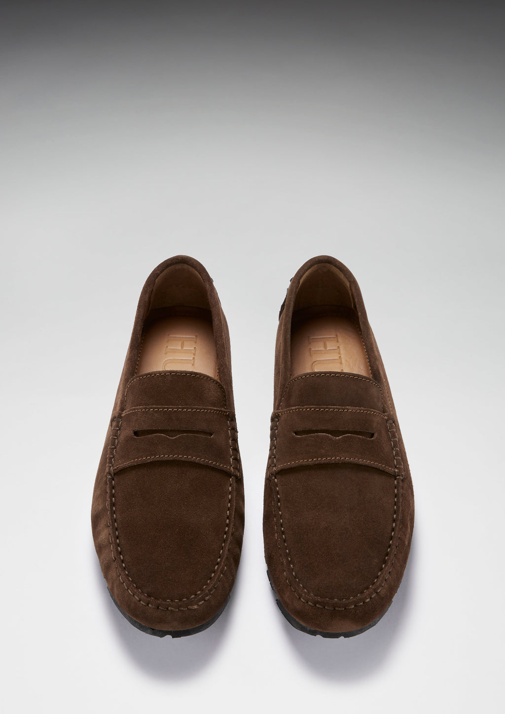 Hugs & Co Mens Tyre Sole Penny Driving Loafers Brown Suede
