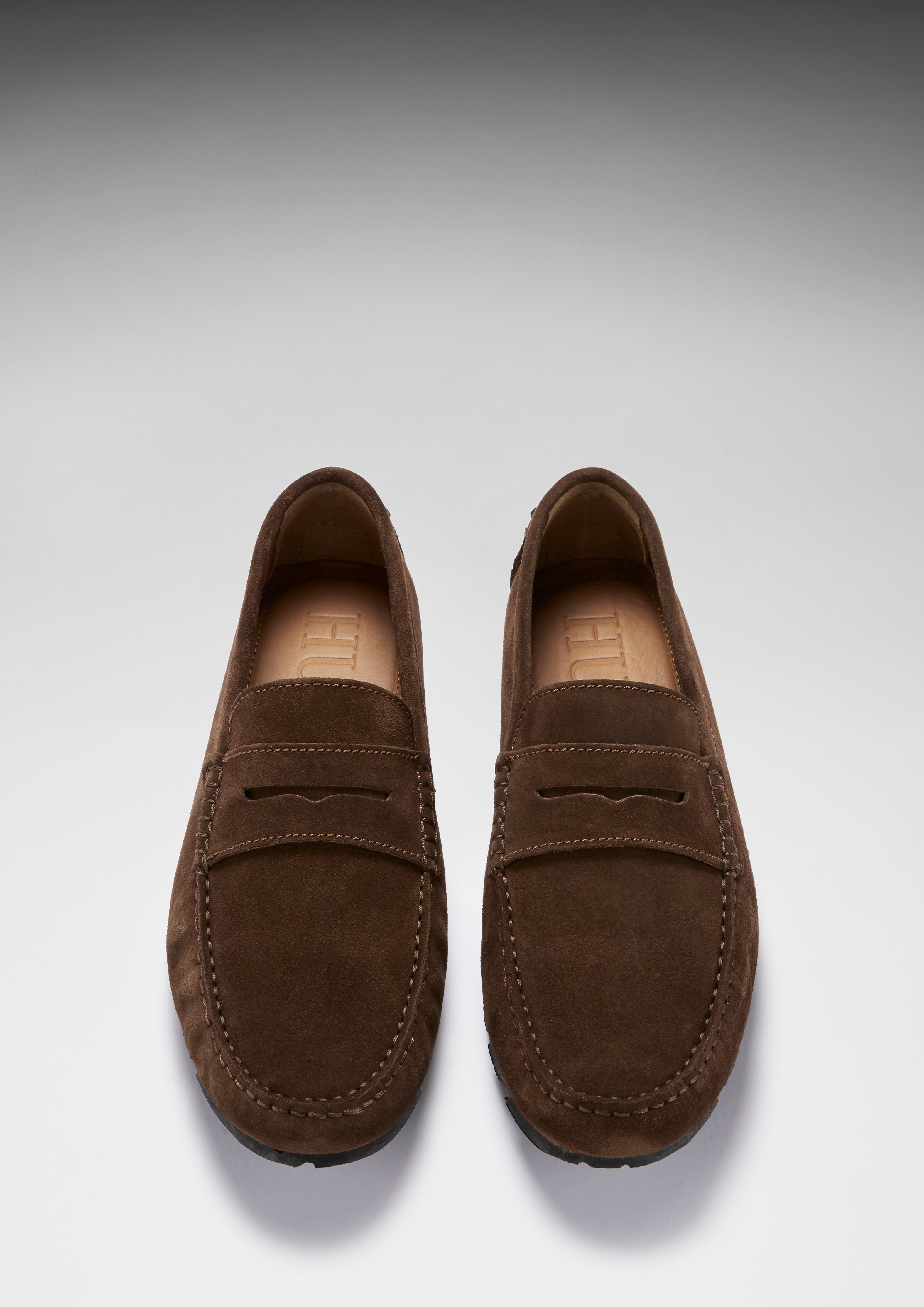 Hugs & Co Mens Tyre Sole Penny Driving Loafers Brown Suede