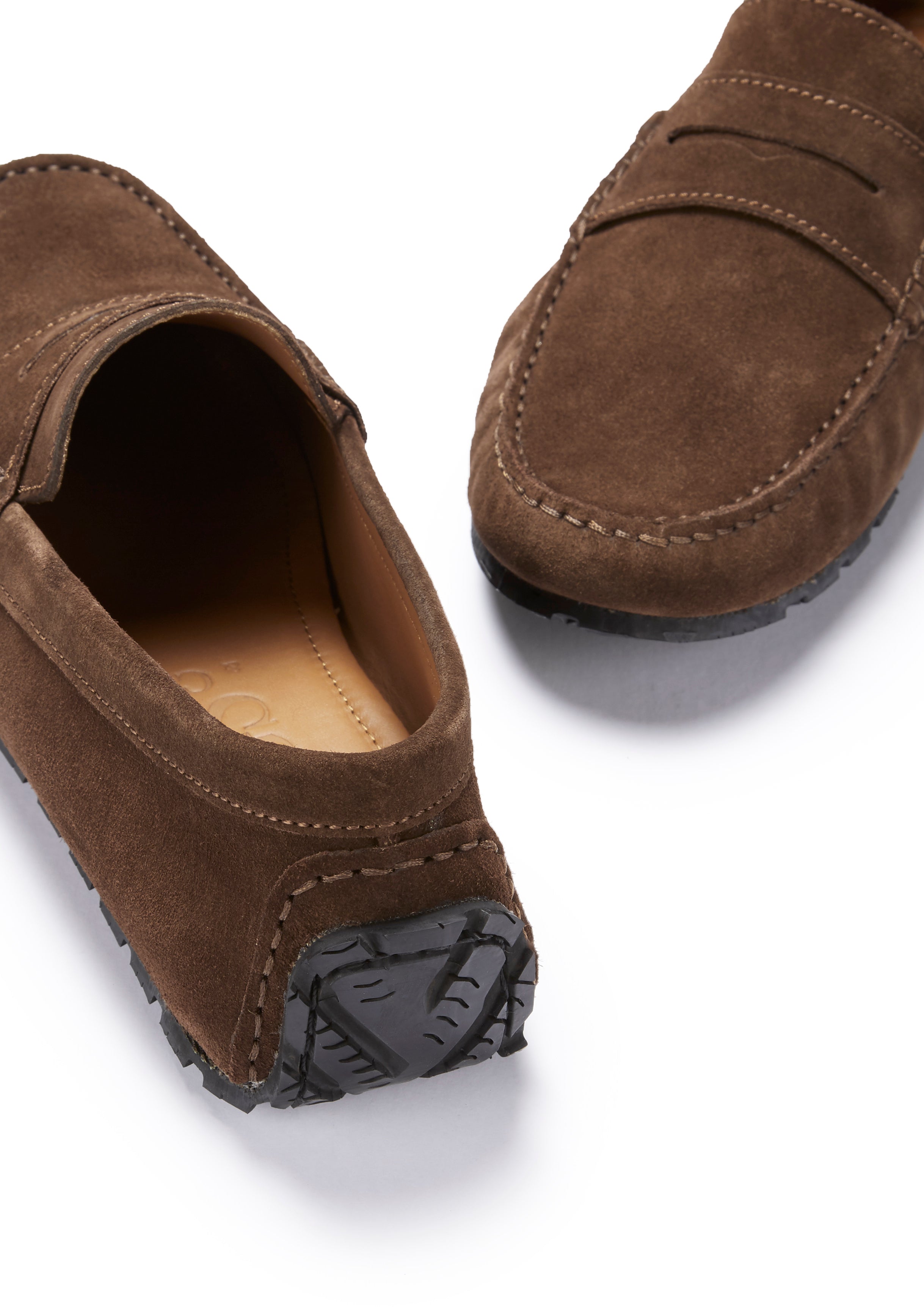 Hugs & Co Mens Tyre Sole Penny Driving Loafers Brown Suede