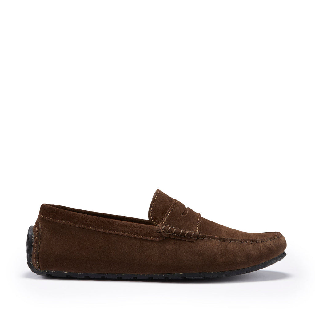 Hugs & Co Mens Tyre Sole Penny Driving Loafers Brown Suede