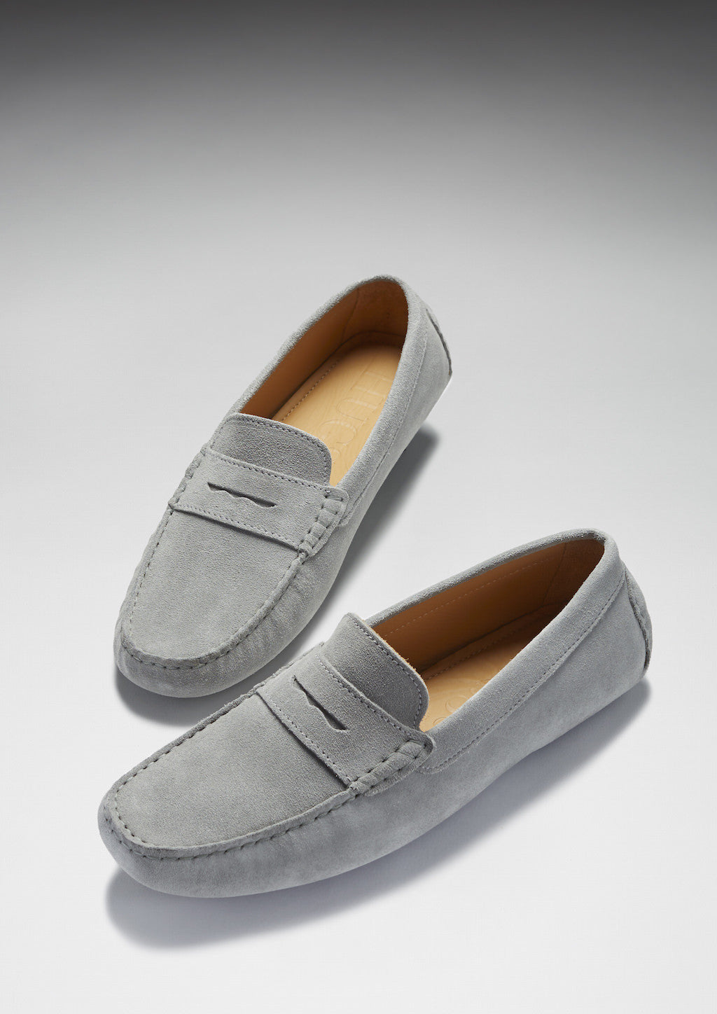 Hugs & Co Mens Penny Driving Loafers Dove Grey Suede