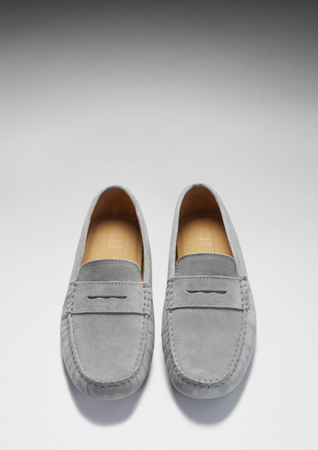 Hugs & Co Mens Penny Driving Loafers Dove Grey Suede