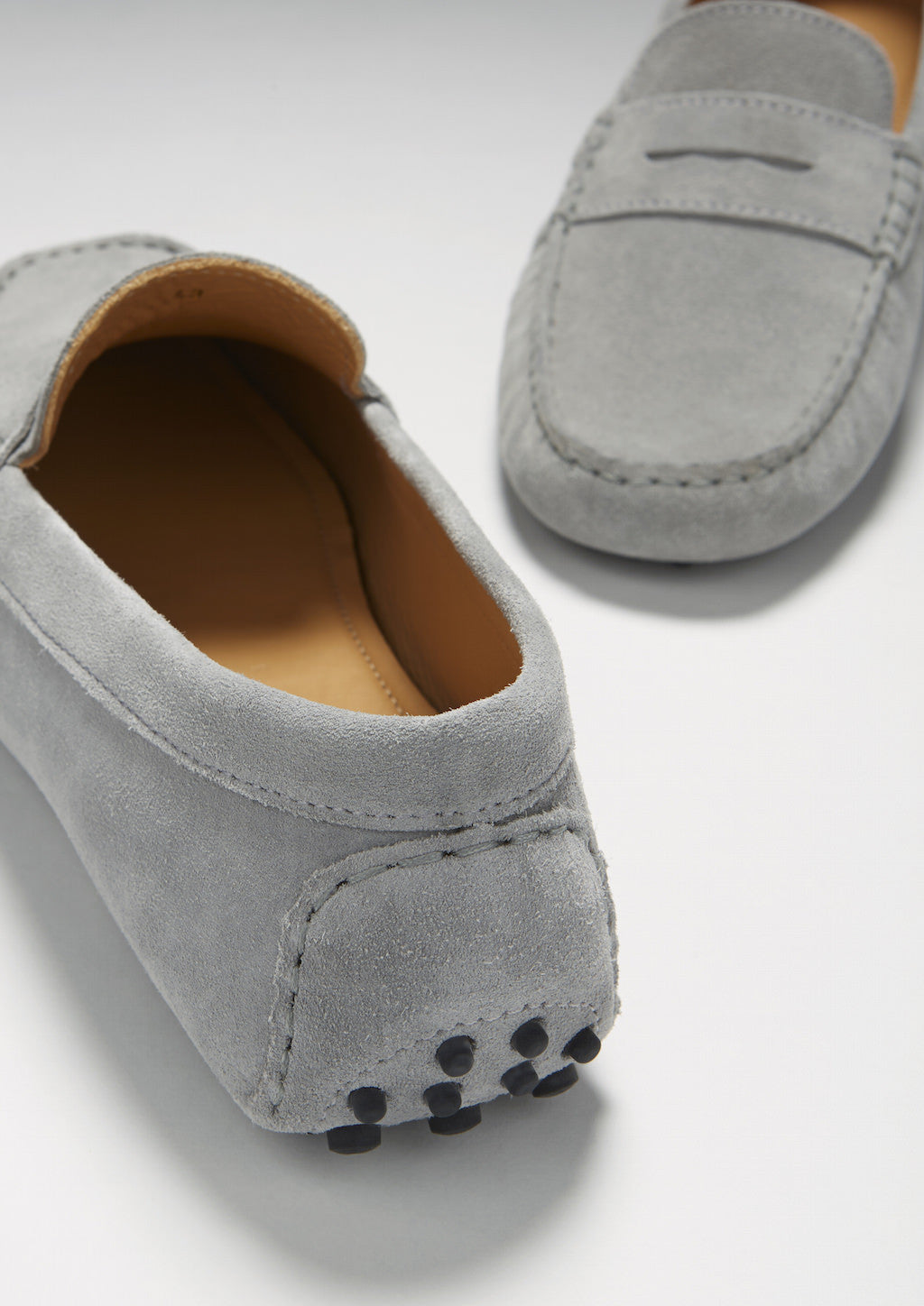 Hugs & Co Mens Penny Driving Loafers Dove Grey Suede