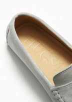 Hugs & Co Mens Penny Driving Loafers Dove Grey Suede