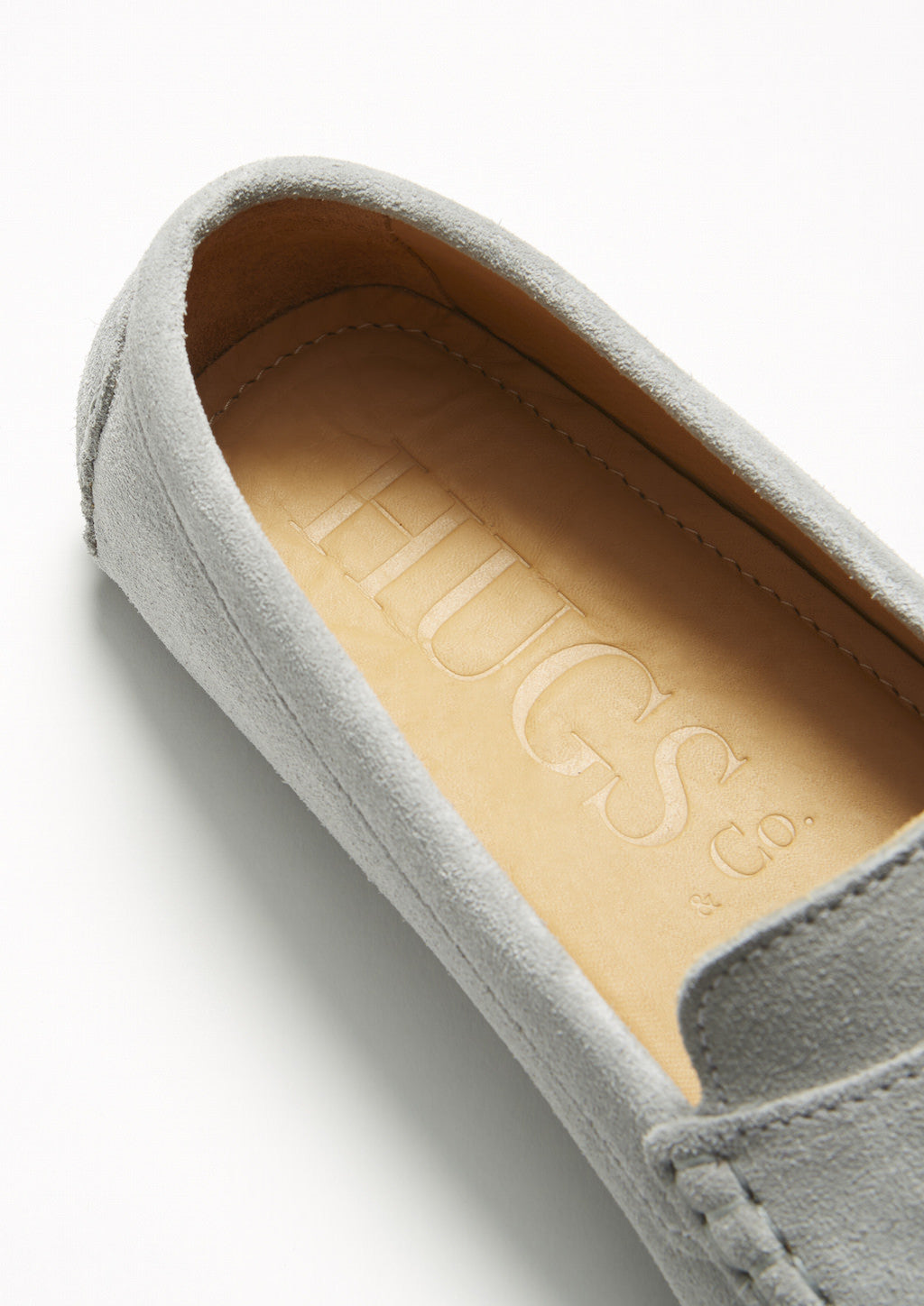 Hugs & Co Mens Penny Driving Loafers Dove Grey Suede