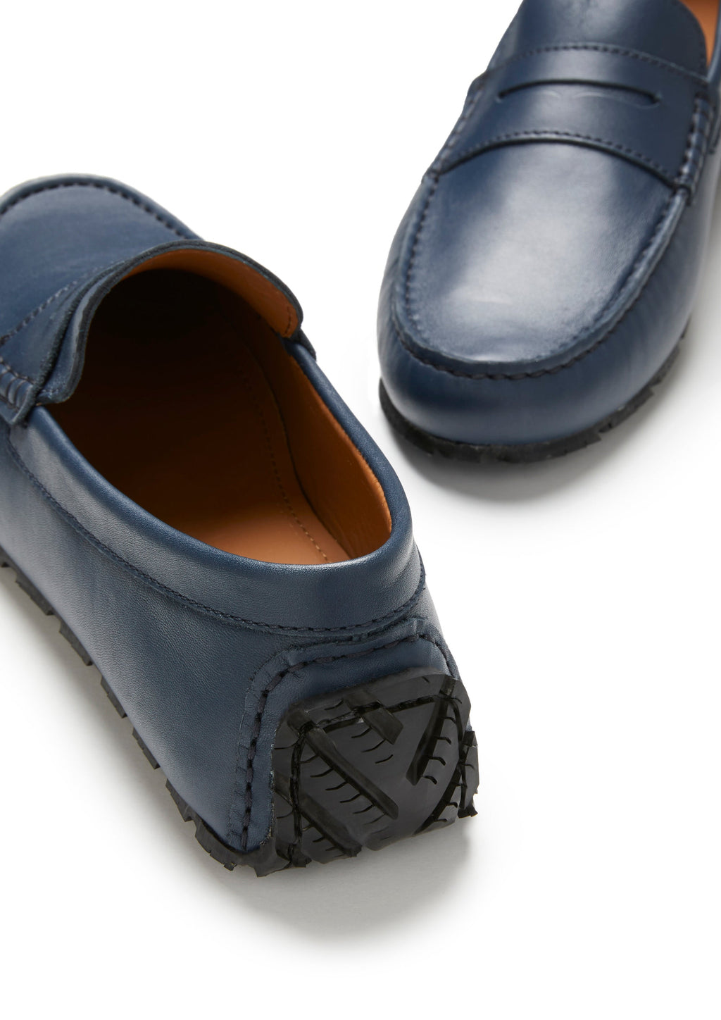 Hugs & Co Mens Tyre Sole Penny Driving Loafers French Navy Leather