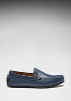 Hugs & Co Mens Tyre Sole Penny Driving Loafers French Navy Leather