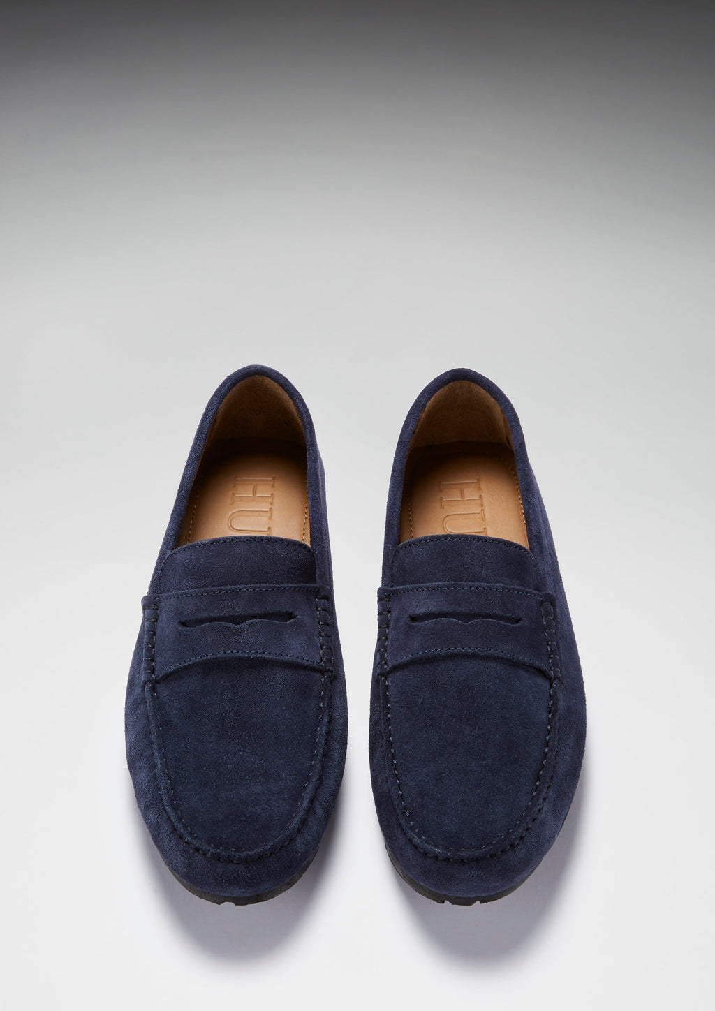 Hugs & Co Mens Tyre Sole Penny Driving Loafers Navy Blue Suede