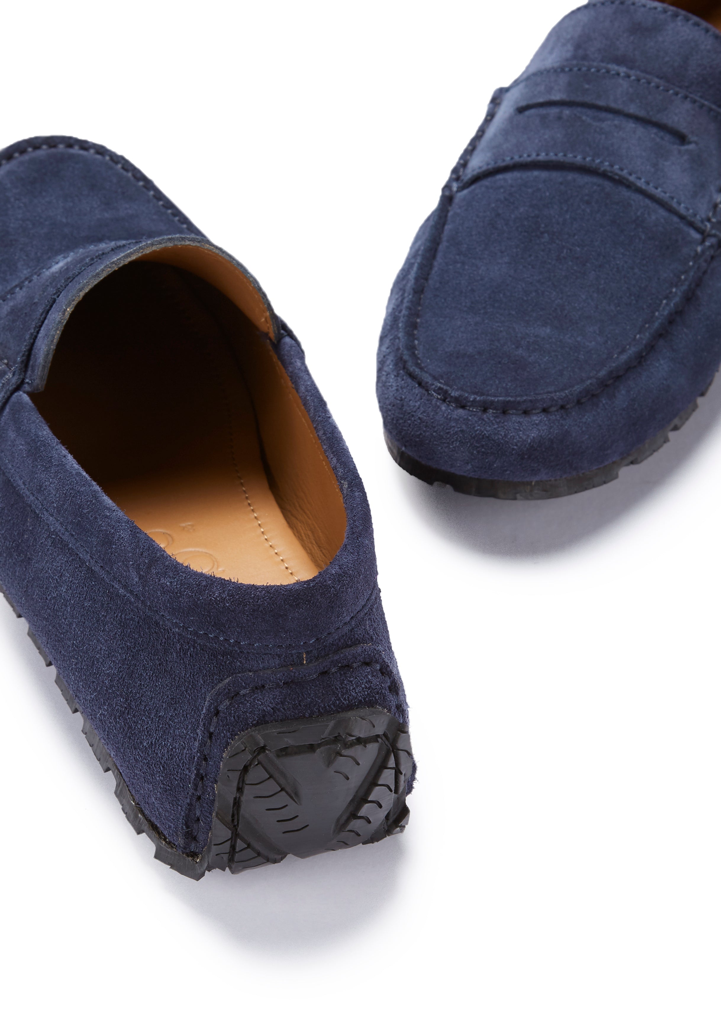 Hugs & Co Mens Tyre Sole Penny Driving Loafers Navy Blue Suede