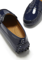 Hugs & Co Mens Penny Driving Loafers Navy Blue Patent Leather