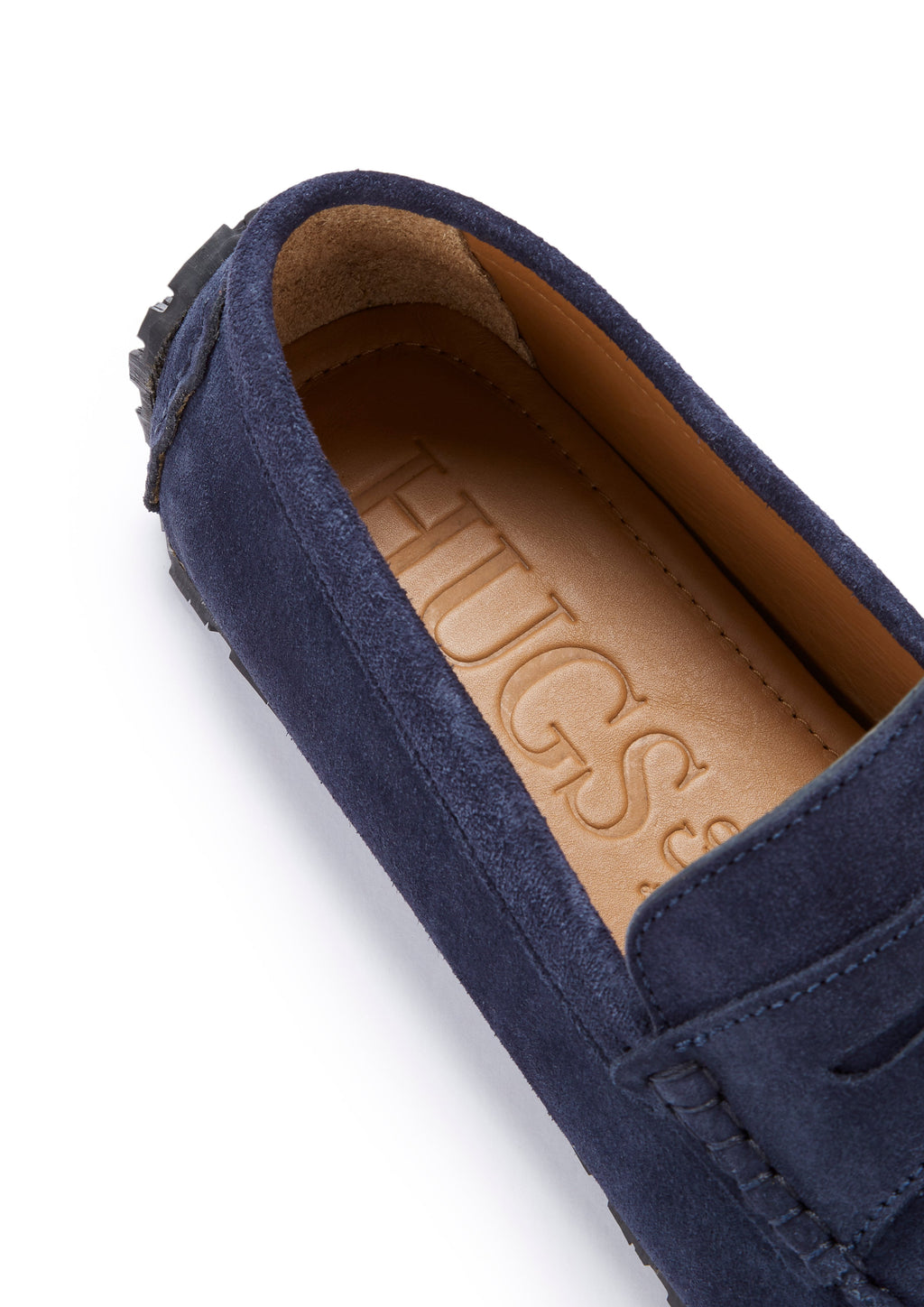 Hugs & Co Mens Tyre Sole Penny Driving Loafers Navy Blue Suede