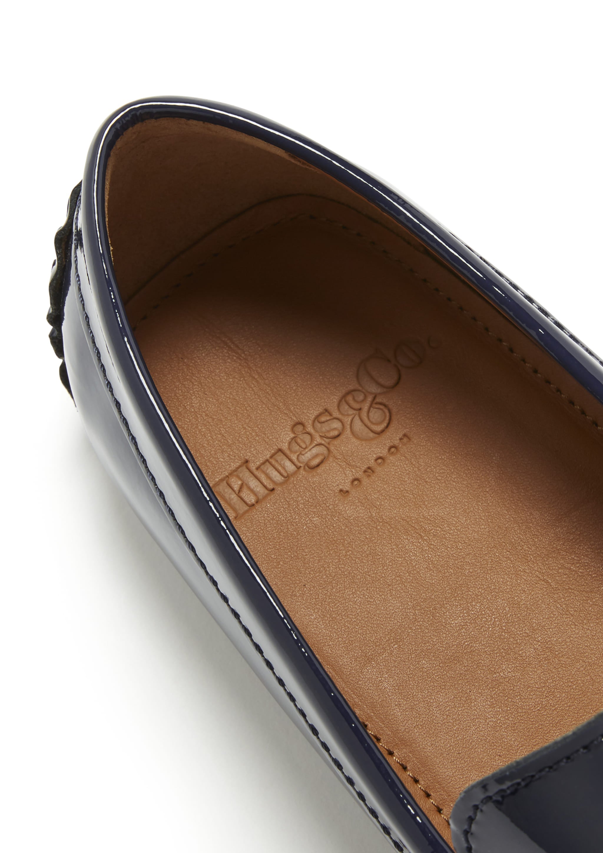 Hugs & Co Mens Penny Driving Loafers Navy Blue Patent Leather