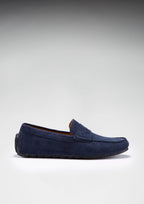 Hugs & Co Mens Tyre Sole Penny Driving Loafers Navy Blue Suede
