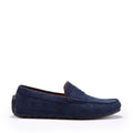 Hugs & Co Mens Tyre Sole Penny Driving Loafers Navy Blue Suede