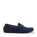 Hugs & Co Mens Tyre Sole Penny Driving Loafers Navy Blue Suede