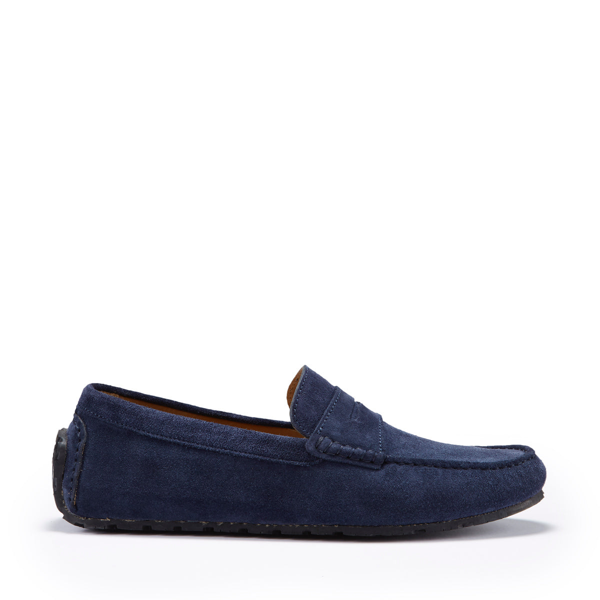 Hugs & Co Mens Tyre Sole Penny Driving Loafers Navy Blue Suede