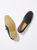 Hugs & Co Mens Blue Suede Loafers Crepe Rubber Welted Sole