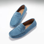 Hugs & Co Mens Penny Driving Loafers Petrol Blue Suede