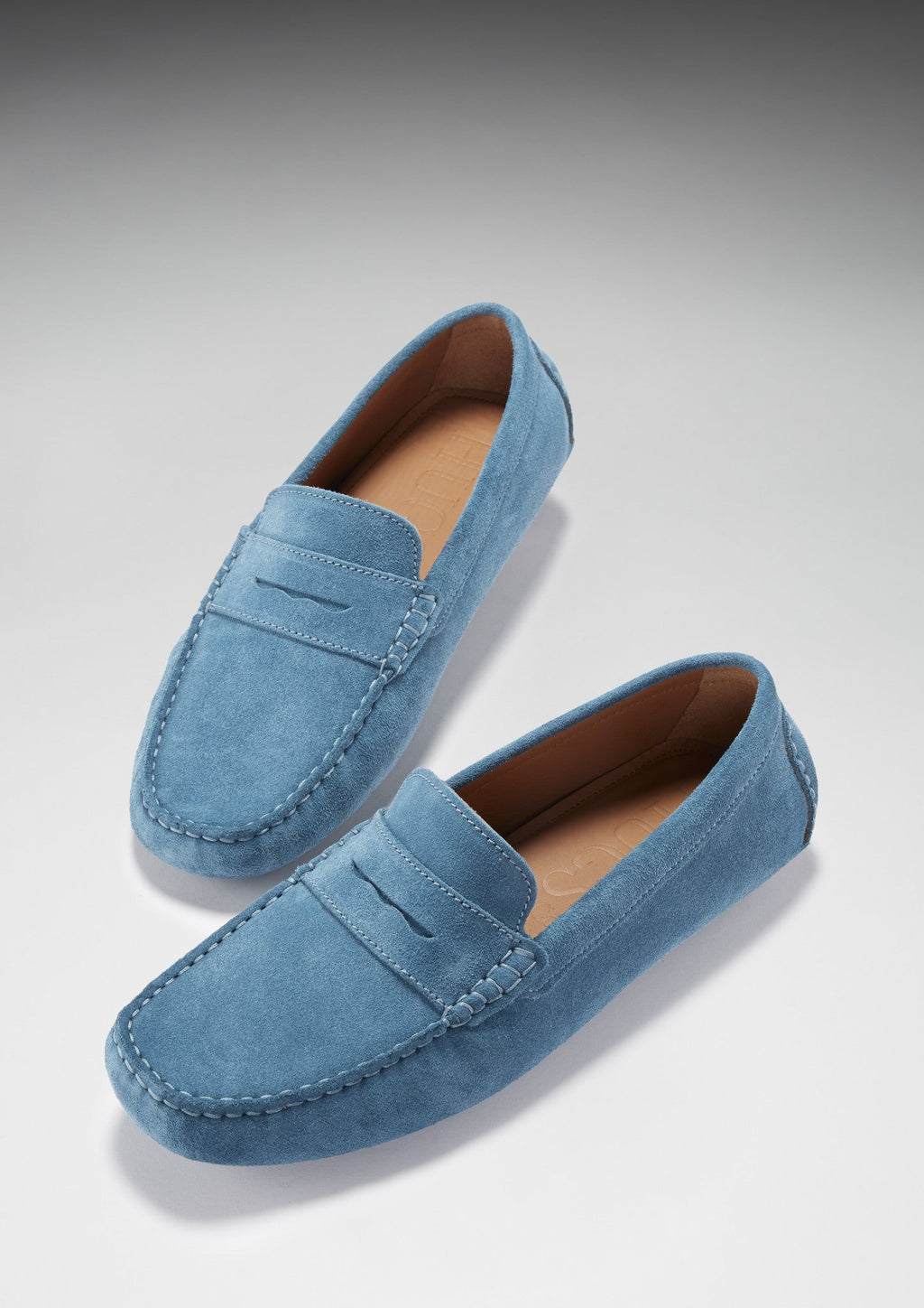 Hugs & Co Mens Penny Driving Loafers Petrol Blue Suede