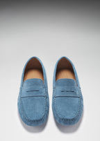 Hugs & Co Mens Penny Driving Loafers Petrol Blue Suede