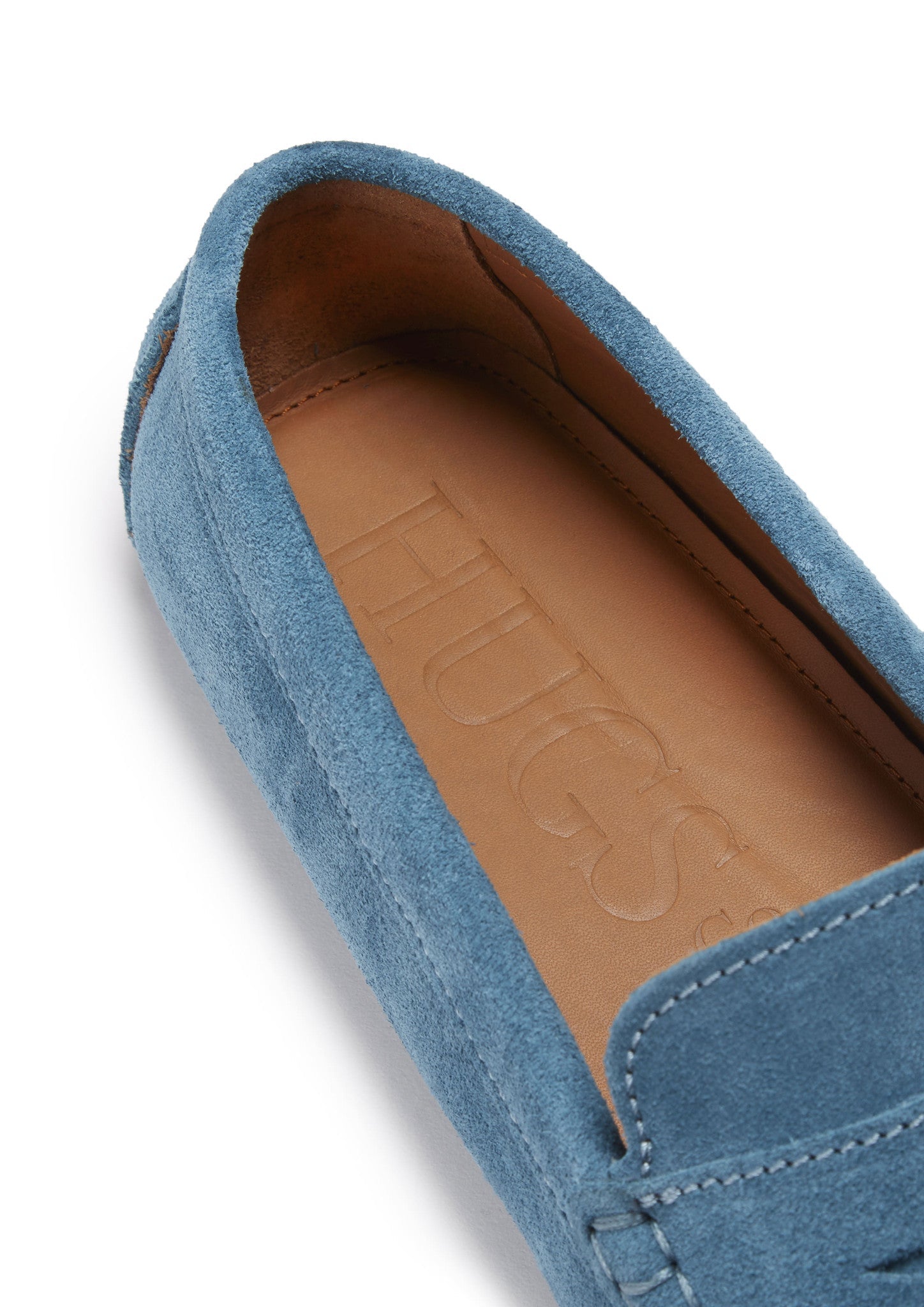 Hugs & Co Mens Penny Driving Loafers Petrol Blue Suede