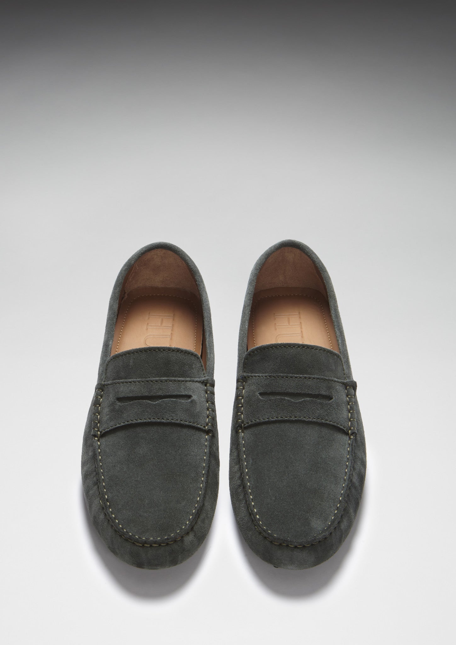 Hugs & Co Mens Penny Driving Loafers Racing Green Suede