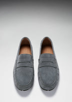 Hugs & Co Mens Tyre Sole Penny Driving Loafers Slate Grey Suede