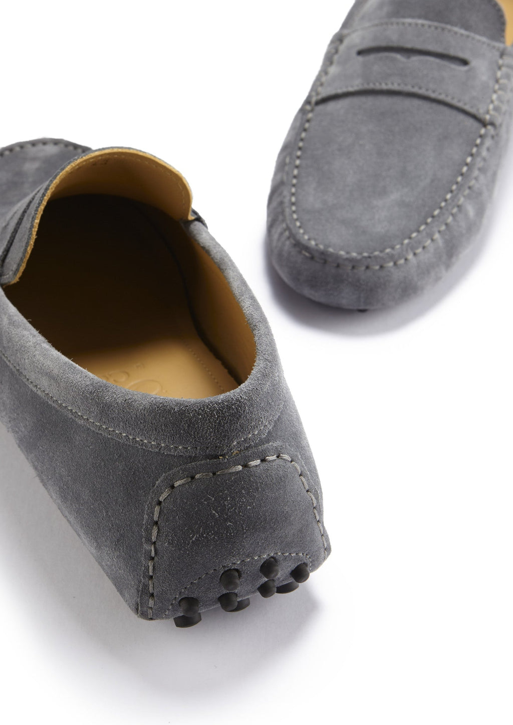 Hugs & Co Mens Penny Driving Loafers Slate Grey Suede