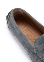 Hugs & Co Mens Tyre Sole Penny Driving Loafers Slate Grey Suede