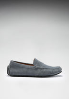 Hugs & Co Mens Tyre Sole Penny Driving Loafers Slate Grey Suede