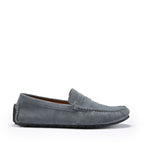 Hugs & Co Mens Tyre Sole Penny Driving Loafers Slate Grey Suede